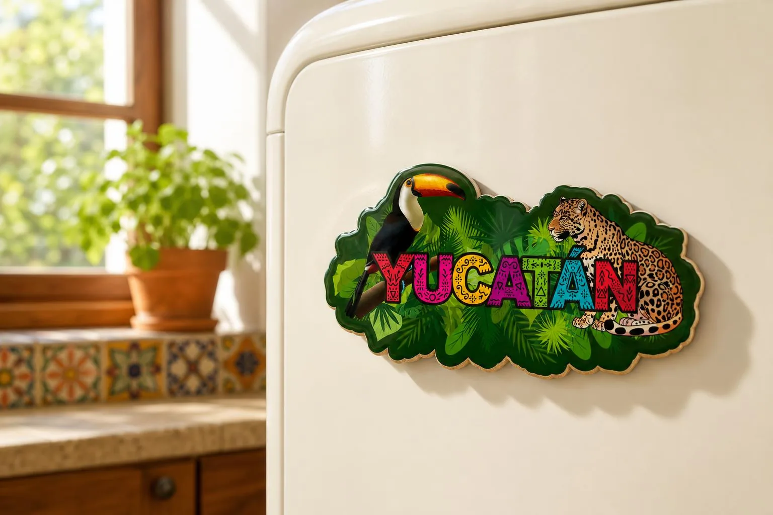 Imán de Yucatán en la puerta de un refrigerador